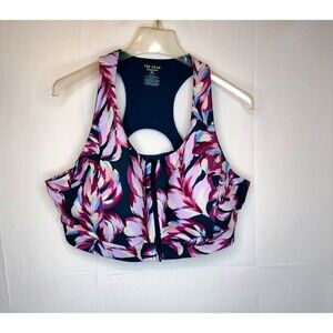 Tek Gear Women’s Sports Bra 3XL Ultrastretch Medium Support Zip Front Multi NEW